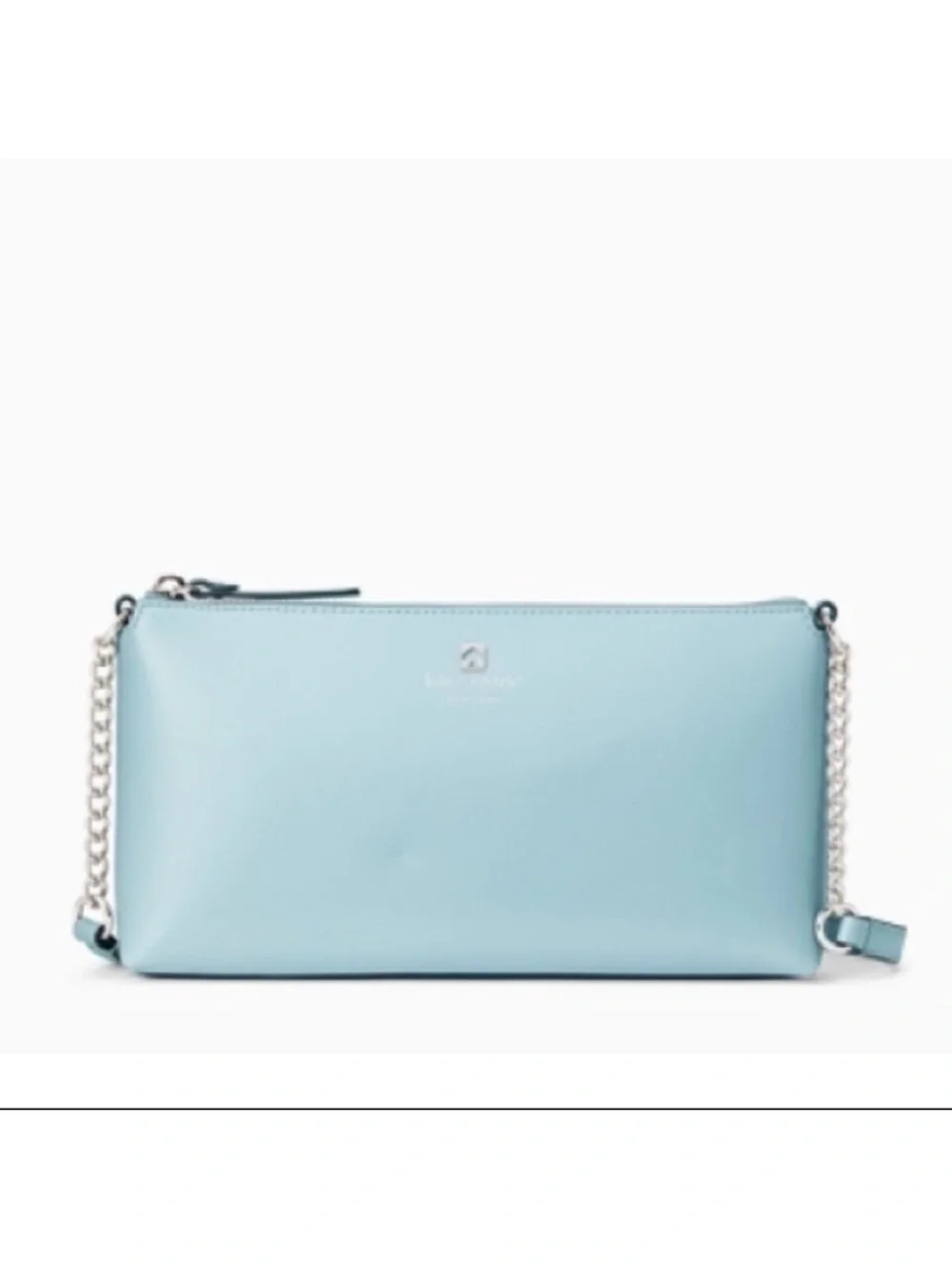 kate spade aqua blue leather crossbody with chain strap
